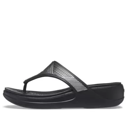 (WMNS) Crocs Chinelos pretos estilosos metálicos Monterey