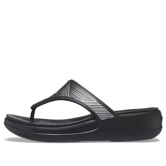 (WMNS) Crocs Chinelos pretos estilosos metálicos Monterey