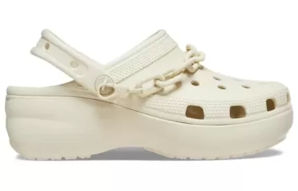 (WMNS) Crocs Classic Corrente de plataforma Clogs ‘Osso’