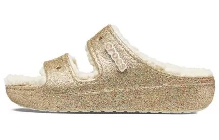 (WMNS) Crocs Classic Cozzzy Glitter Sandálias ‘Multi Gold’