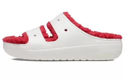(WMNS) Crocs Classic Cozzzy Holiday Sweater Sandália ‘Branco Vermelho’