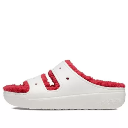(WMNS) Crocs Classic Cozzzy Holiday Sweater Sandália ‘Branco Vermelho’