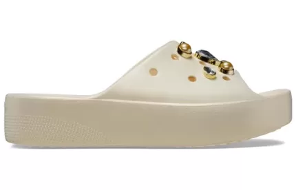 (WMNS) Crocs Classic Cristais Pérolas Plataforma Slides ‘Branco’