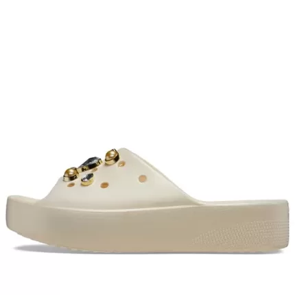 (WMNS) Crocs Classic Cristais Pérolas Plataforma Slides ‘Branco’