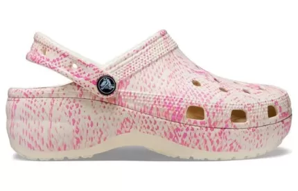 (WMNS) Crocs Classic Estampa de cobra plataforma Clogs ‘Rosa’