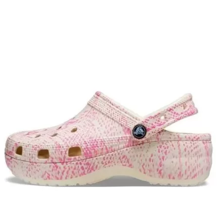 (WMNS) Crocs Classic Estampa de cobra plataforma Clogs ‘Rosa’