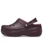 (WMNS) Crocs Classic Forro de plataforma Clogs ‘Dark Cherry’