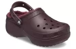 (WMNS) Crocs Classic Forro de plataforma Clogs ‘Dark Cherry’