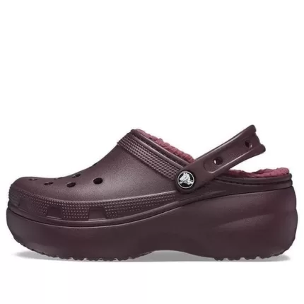 (WMNS) Crocs Classic Forro de plataforma Clogs ‘Dark Cherry’