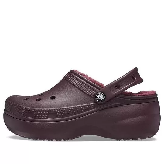 (WMNS) Crocs Classic Forro de plataforma Clogs ‘Dark Cherry’