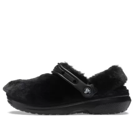 (WMNS) Crocs Classic Fur Sure Slip On Clogs ‘Preto’