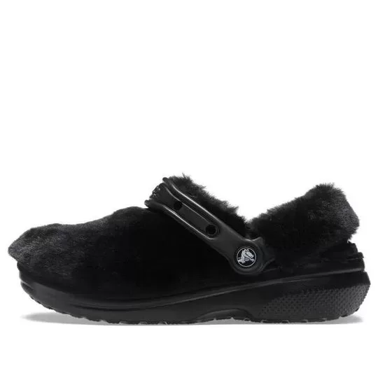 (WMNS) Crocs Classic Fur Sure Slip On Clogs ‘Preto’