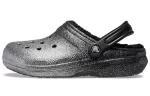 (WMNS) Crocs Classic Glitter Forrado Clogs ‘Preto Prata’