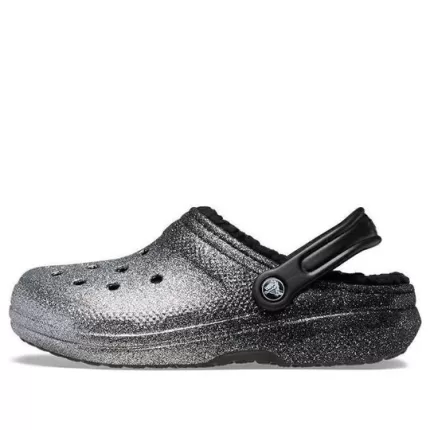 (WMNS) Crocs Classic Glitter Forrado Clogs ‘Preto Prata’