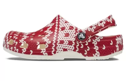 (WMNS) Crocs Classic Gráfico de suéter de férias ‘Red White’