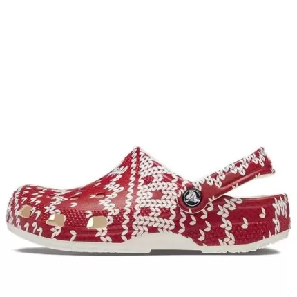 (WMNS) Crocs Classic Gráfico de suéter de férias ‘Red White’