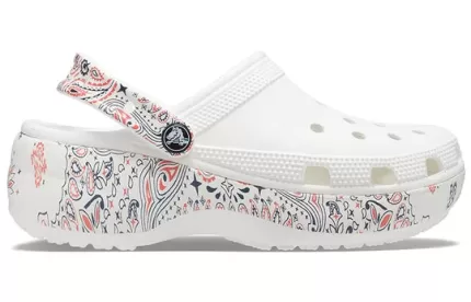 (WMNS) Crocs Classic Plataforma Americana Paisley Clogs ‘Branco’
