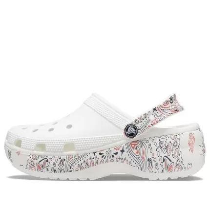 (WMNS) Crocs Classic Plataforma Americana Paisley Clogs ‘Branco’