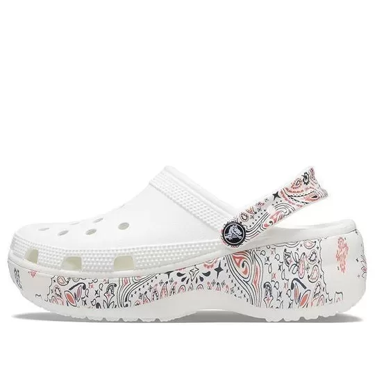 (WMNS) Crocs Classic Plataforma Americana Paisley Clogs ‘Branco’