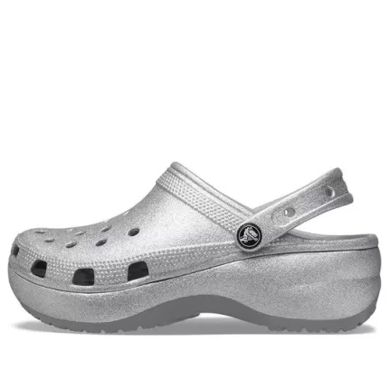 (WMNS) Crocs Classic Plataforma Glitter Clog ‘Prata’