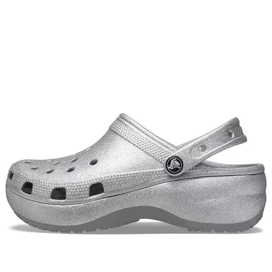 (WMNS) Crocs Classic Plataforma Glitter Clog ‘Prata’
