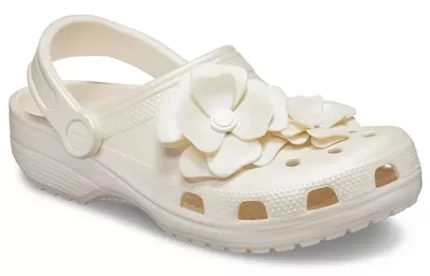 (WMNS) Crocs Classic Tamanco 3d Flor Sandálias Brancas