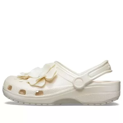 (WMNS) Crocs Classic Tamanco 3d Flor Sandálias Brancas