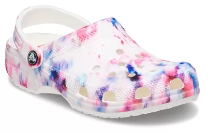 (WMNS) Crocs Classic Tamanco gráfico Tie Dye ‘Garnet & Multi’