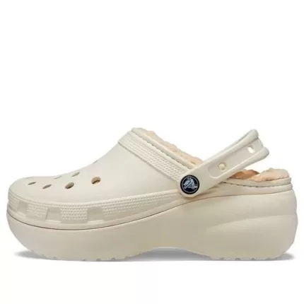 (WMNS) Crocs Classic Tamanco revestido de plataforma ‘Bone’