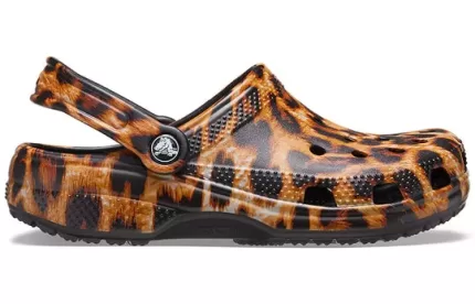 (WMNS) Crocs Classic tamanco estampa animal praia Sandálias casuais estampa leopardo