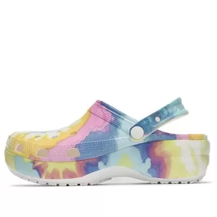 (WMNS) Crocs Classic tamanco nuvens Impressão Tie Dye Leve Aconchegante Sandálias Esportivas Rosa Azul