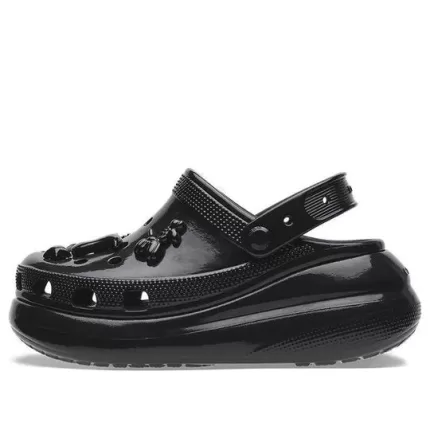 (WMNS) Crocs Crush Alto Brilho Clogs ‘Preto’