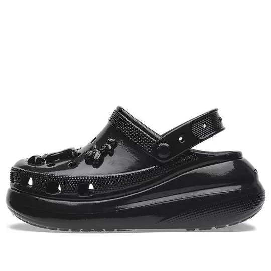 (WMNS) Crocs Crush Alto Brilho Clogs ‘Preto’