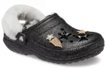 (WMNS) Crocs Disco Classic Lined Disco Glitter Clogs ‘Preto Branco’