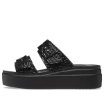 (WMNS) Crocs Fivela Brooklyn Croco Shine ‘Preta’ 209361