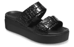 (WMNS) Crocs Fivela Brooklyn Croco Shine ‘Preta’ 209361
