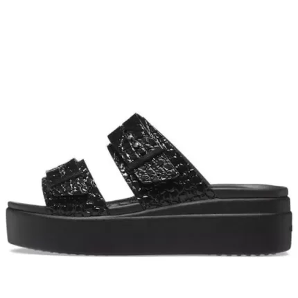 (WMNS) Crocs Fivela Brooklyn Croco Shine ‘Preta’ 209361