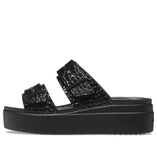 (WMNS) Crocs Fivela Brooklyn Croco Shine ‘Preta’ 209361