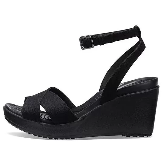 (WMNS) Crocs Leigh II Cross Strap Ankle Wedge Sandálias ‘Black’