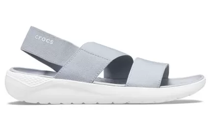 (WMNS) Crocs LiteRide Grey Light Blue Sandálias ‘Gray White’