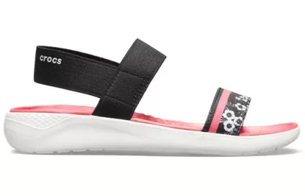 (WMNS) Crocs LiteRide Pattern Outdoor Open Toe Black Red Sandálias ‘Black Red’