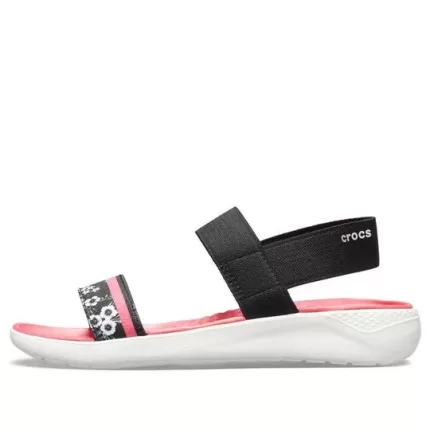 (WMNS) Crocs LiteRide Pattern Outdoor Open Toe Black Red Sandálias ‘Black Red’
