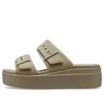 (WMNS) Crocs Sandália Brooklyn de cunha baixa ‘Bege’