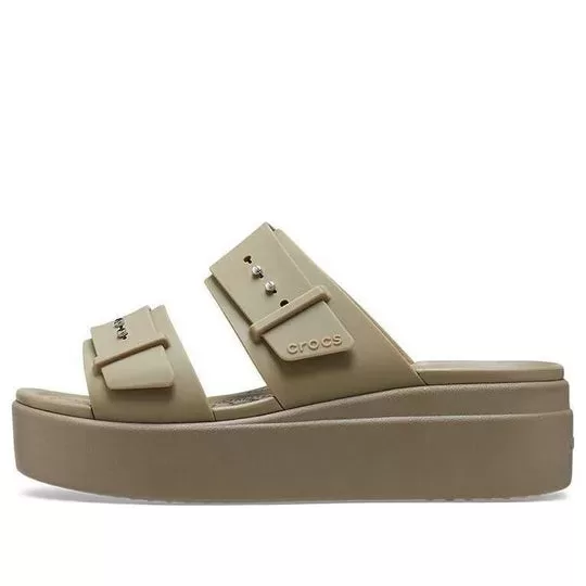 (WMNS) Crocs Sandália Brooklyn de cunha baixa ‘Bege’