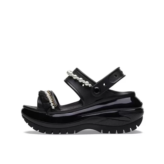 (WMNS) Crocs Sandália Mega Crush Pérola Babado ‘Preta’ 210179
