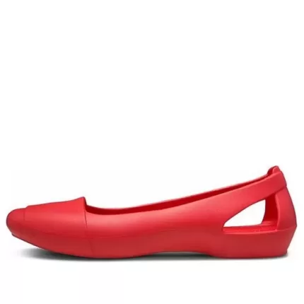 (WMNS) Crocs Sandálias Flat Red