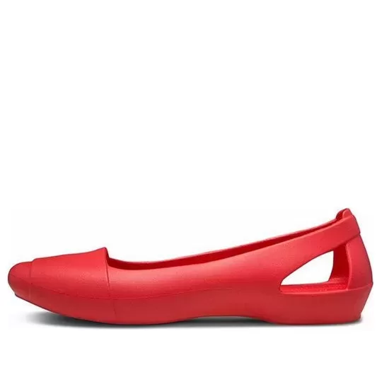 (WMNS) Crocs Sandálias Flat Red