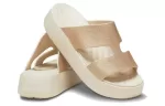 (WMNS) Crocs Sandálias Getaway Plataforma H-Strap ‘White Brown’