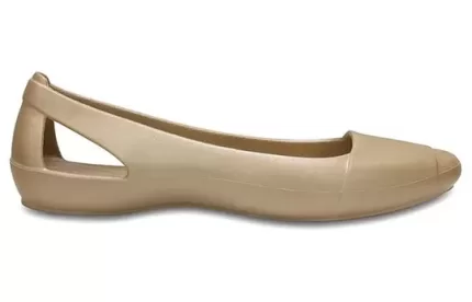 (WMNS) Crocs Sandálias Minimalistas Casual Flat Esportivas Cor Dourada