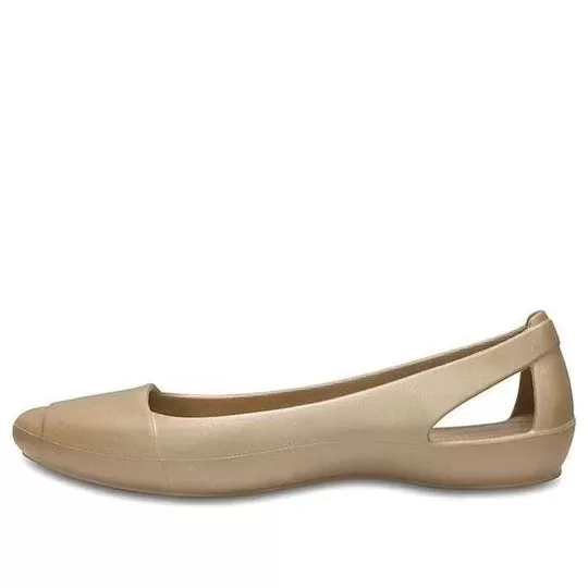 (WMNS) Crocs Sandálias Minimalistas Casual Flat Esportivas Cor Dourada